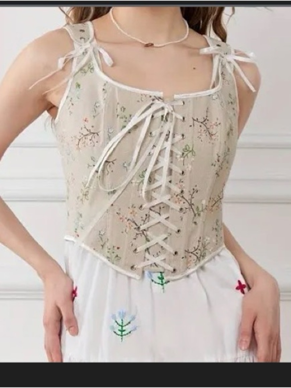 NWOT small corset floral lace cosplay 1523